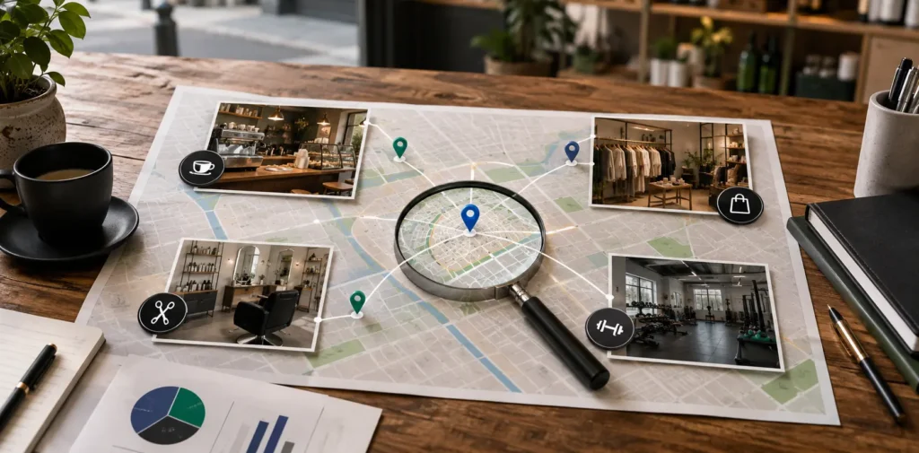 Local business search results showing customer intent and Google visibility